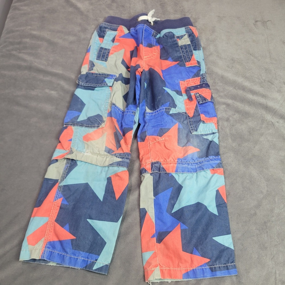 Mini Boden Boys 6Y Blue Red Star Convertible Zip Off Cargo Pants Shorts